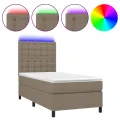 cadre de lit et matelas et LED Taupe 80x200cm Tissu