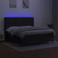 cadre de lit matelas et LED Noir 160x200 cm Tissu