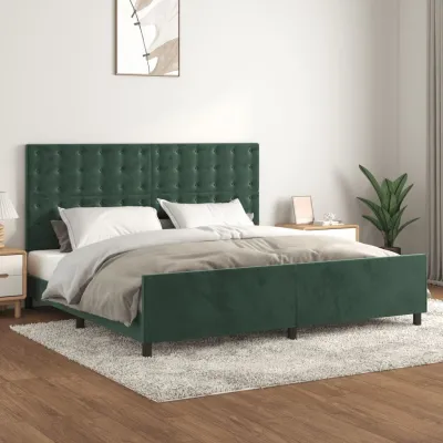 Cadre de lit avec tête de lit Vert foncé 200x200 cm Velours