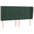 Tête de lit avec oreilles Vert foncé 203x23x118/128 cm Velours