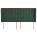 Tête de lit avec oreilles Vert foncé 203x23x118/128 cm Velours