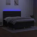 cadre de lit et matelas et LED Noir 160x200 cm Tissu