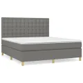 cadre de lit avec matelas Gris foncé 160x200cm Tissu