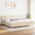 cadre de lit avec matelas Crème 200x200 cm Tissu