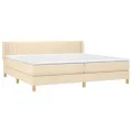 cadre de lit avec matelas Crème 200x200 cm Tissu