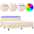 cadre de lit et matelas et LED Crème 200x200cm Tissu