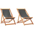 Chaises de plage pliables lot de 2 gris tissu