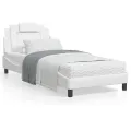 Lit avec matelas blanc 90x190 cm similicuir