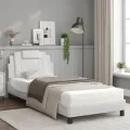 Lit avec matelas blanc 90x190 cm similicuir