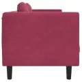Canapé avec coussins 2 places rouge bordeaux velours