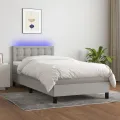 cadre de lit avec matelas et LED Gris clair 90x200cm
