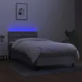 cadre de lit avec matelas et LED Gris clair 90x200cm