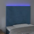 Tête de lit à LED Bleu foncé 90x5x118/128 cm Velours