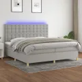 cadre de lit matelas et LED Gris clair 200x200 cm