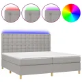 cadre de lit matelas et LED Gris clair 200x200 cm