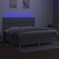 cadre de lit matelas et LED Gris clair 200x200 cm