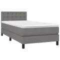 cadre de lit avec matelas Gris foncé 100x200cm Tissu