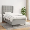 cadre de lit avec matelas Gris clair 100x200cm Tissu