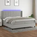 cadre de lit matelas LED Gris clair 200x200 cm Tissu