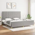 Cadre de lit avec tête de lit Gris clair 200x200 cm Tissu