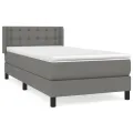 cadre de lit avec matelas Gris foncé 100x200cm Tissu