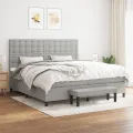 cadre de lit avec matelas Gris clair 200x200cm Tissu