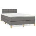 cadre de lit avec matelas Gris foncé 120x200cm Tissu