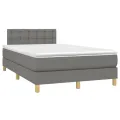 cadre de lit avec matelas Gris foncé 120x200cm Tissu
