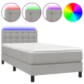 cadre de lit matelas LED Gris clair 100x200 cm Tissu