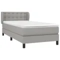 cadre de lit avec matelas Gris clair 100x200cm Tissu