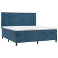 cadre de lit et matelas Bleu foncé 180x200cm Velours