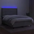 cadre de lit matelas LED Gris clair 140x200 cm Tissu
