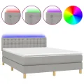 cadre de lit et matelas et LED Gris clair 140x190 cm
