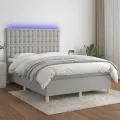 cadre de lit et matelas et LED Gris clair 140x200 cm