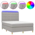 cadre de lit et matelas et LED Gris clair 140x200 cm