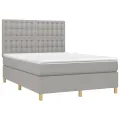 cadre de lit et matelas et LED Gris clair 140x200 cm
