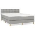 cadre de lit avec matelas Gris clair 140x190cm Tissu