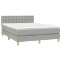 cadre de lit avec matelas Gris clair 140x190cm Tissu