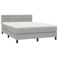 cadre de lit avec matelas Gris clair 140x200cm Tissu