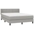 cadre de lit avec matelas Gris clair 140x200cm Tissu
