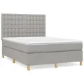 cadre de lit avec matelas Gris clair 140x190cm Tissu