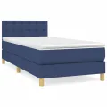 cadre de lit avec matelas Bleu 90x190 cm Tissu