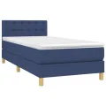 cadre de lit avec matelas et LED Bleu 90x190cm Tissu