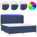 cadre de lit matelas et LED Bleu 200x200 cm Tissu
