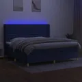 cadre de lit matelas et LED Bleu 200x200 cm Tissu