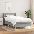 cadre de lit avec matelas Gris clair 100x200cm Tissu