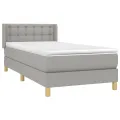 cadre de lit avec matelas Gris clair 100x200cm Tissu