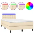 cadre de lit avec matelas LED Crème 120x200 cm Tissu