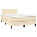 cadre de lit avec matelas LED Crème 120x200 cm Tissu