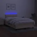 cadre de lit avec matelas LED Crème 120x200 cm Tissu